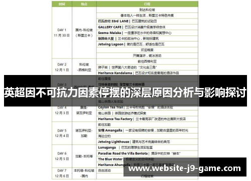 英超因不可抗力因素停摆的深层原因分析与影响探讨